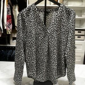 Ann Taylor Black and White Animal Print Blouse